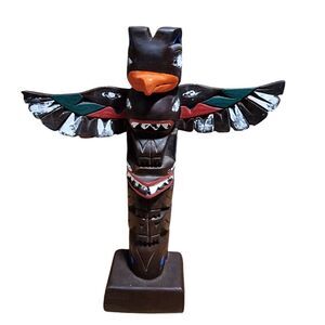 Authentic Alaska Craft Totem Pole Ketchikan Carved Wood Moveable Painted